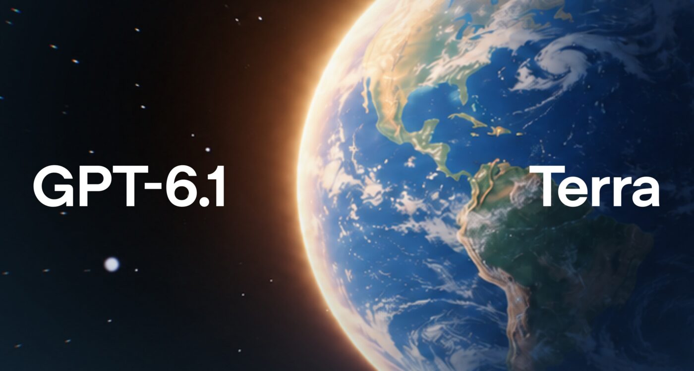 OpenAI's GPT-6.1 Terra launch artwork showing Earth lit by the sun